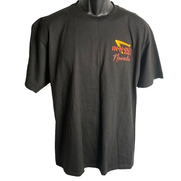 In N Out Burger Crewneck T Shirt L Black Hot Rod Graphic Short Sleeve Nevada - Picture 4 of 8